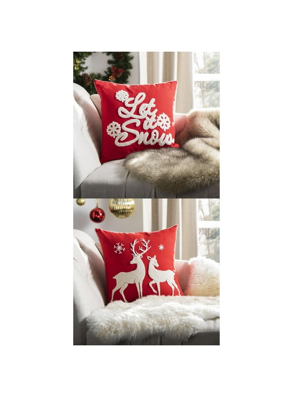 $36 Safavieh Christmas Reindeer and "Let It Snow" Holiday Pillows Set