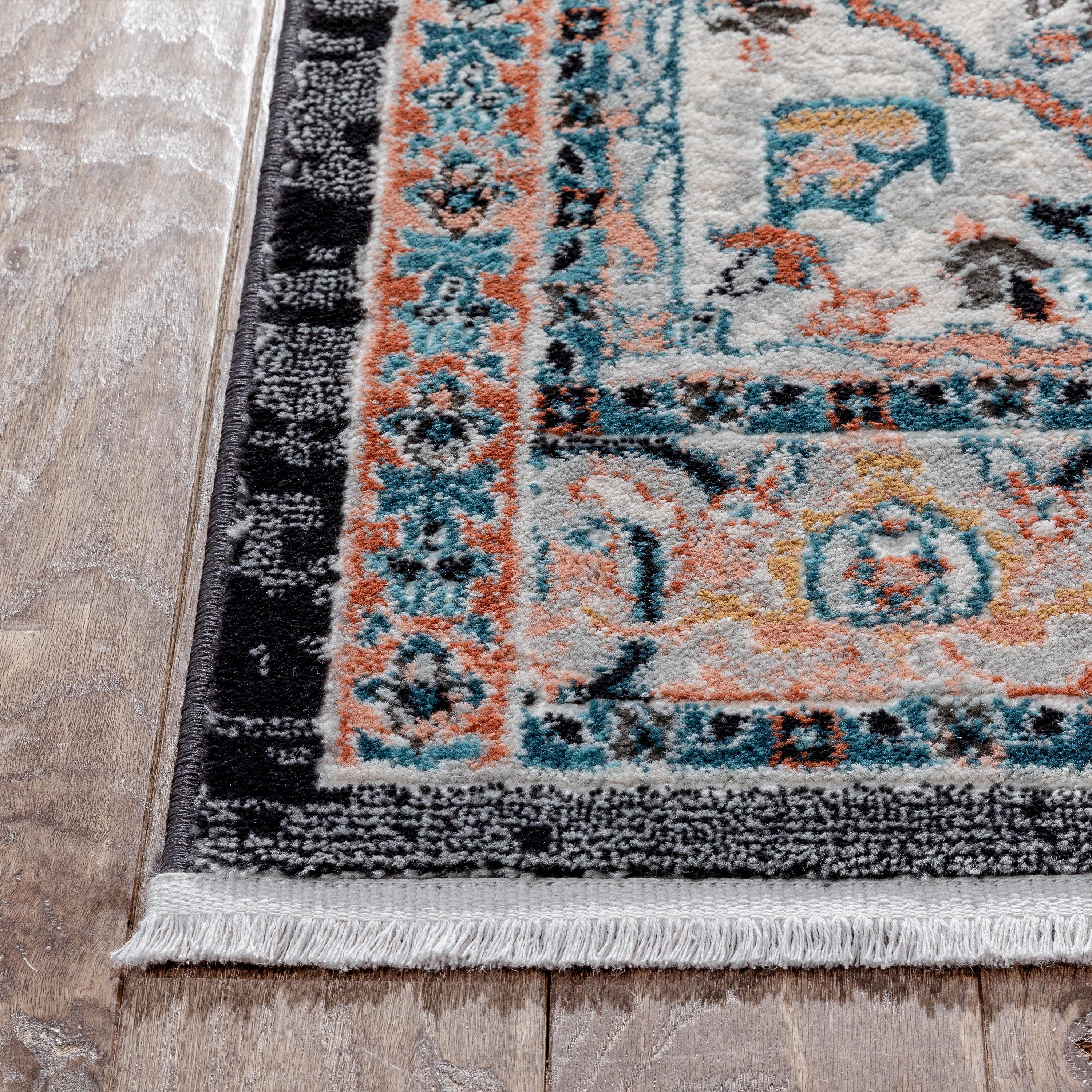 Well Woven Indira Minos Vintage Bohemian Oriental Floral Black 2'7" x 9'10" Runner Rug