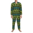 thumbnail image 3 of Fotbe Teal Vintage Corn Pattern Pattern Long Sleeve Pajama Set for Men,Sleepwear Set,2-piece Loungewear Set,Soft PJs Comfy Nightwear with Pockets-Medium, 3 of 7