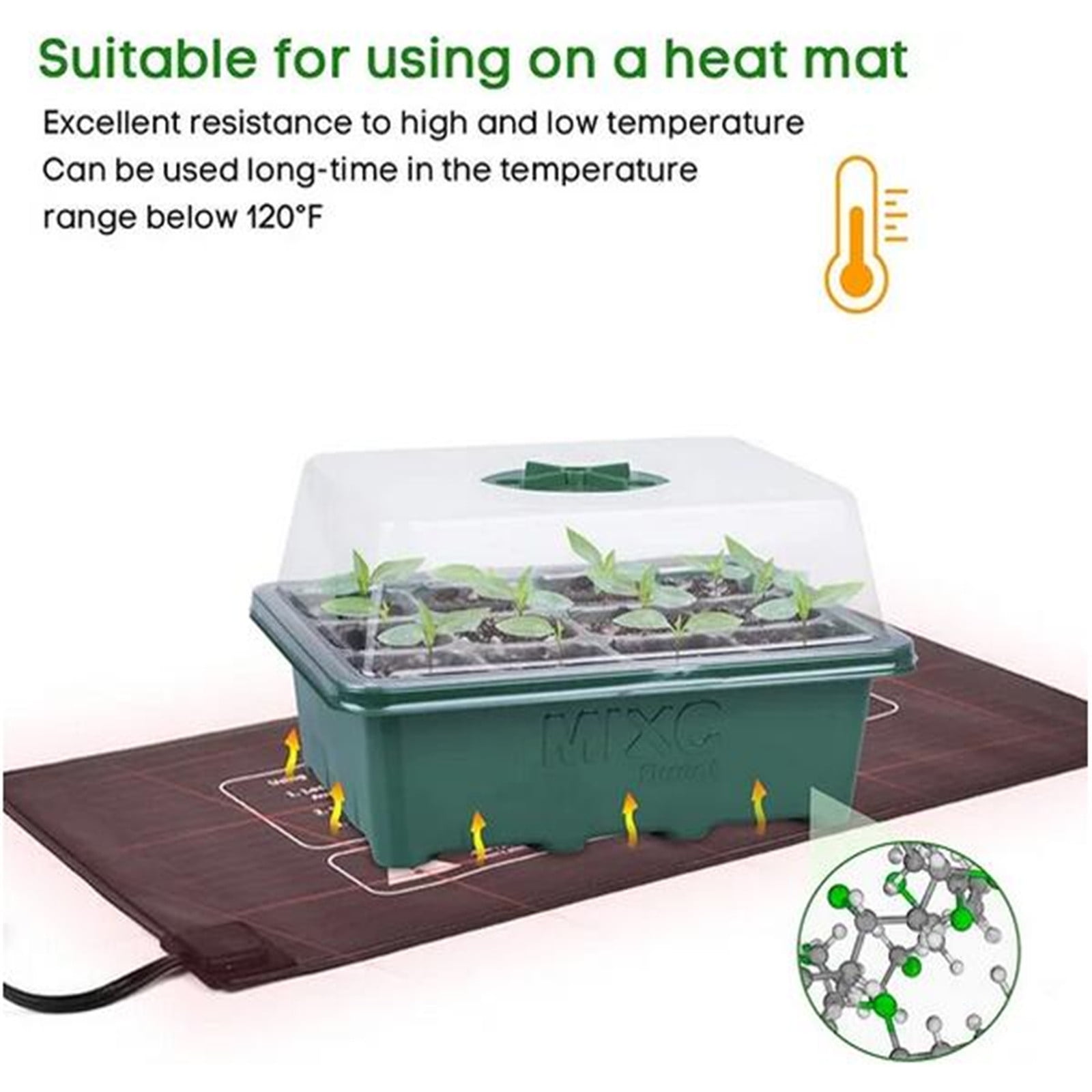 Herrnalise Seedling Trays Seed Starter Tray With Plant Grow Light, 5 PACK Mini Propagator Plant Grow Kit Greenhouse with Humidity Vented Domes and Base for Seeds' Starting (14 Cells Per Tray)