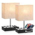 thumbnail image 1 of Juego de 2 lámparas de noche Kakanuo, totalmente regulables, color beige, con puertos USB, 1 of 7