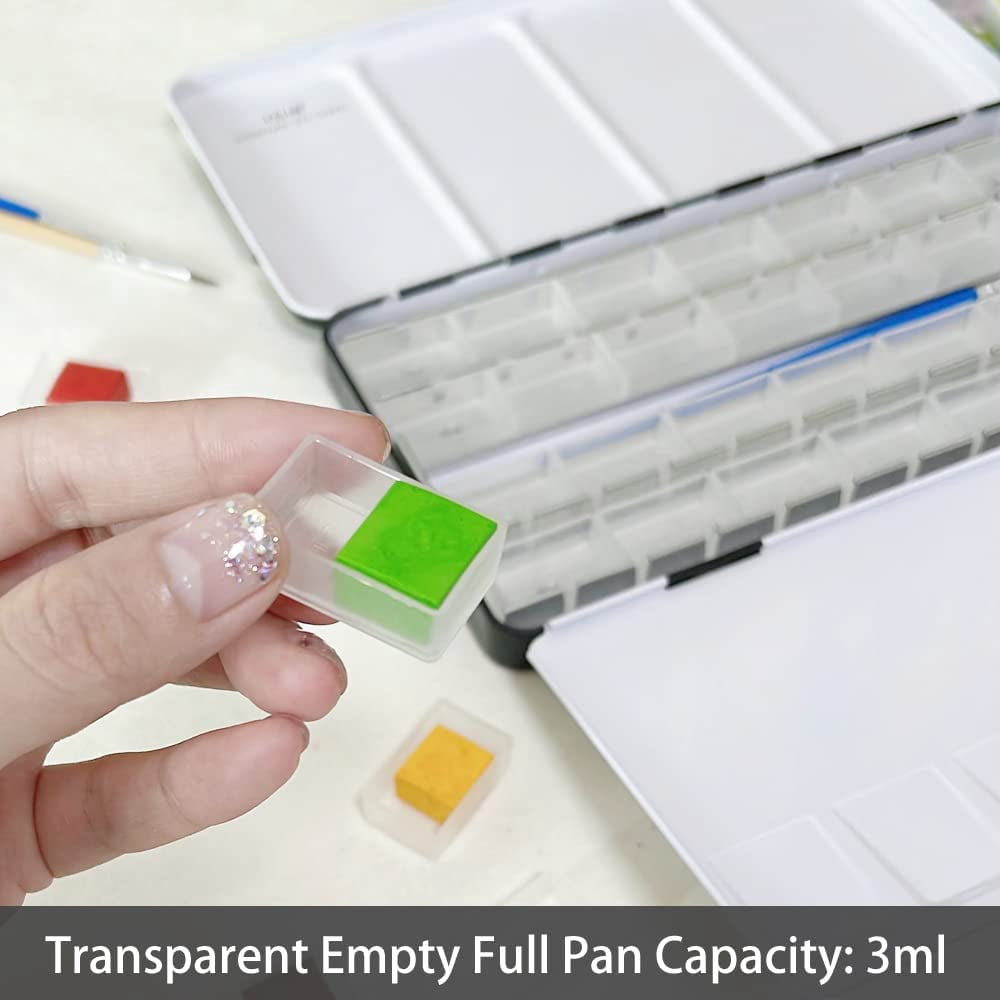 JJEAN-Large Watercolor Palette with 28Pcs Empty Full Pans, Metal Watercolor Paint Tin for Watercolors Oils and Gouache
