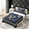 thumbnail image 2 of Erosebridal Hippie Snake Print Twin Sheet Sets, Bohemian Aztec Mandala Bedding, Black Gray Blue, 3pcs 1 Flat Sheet, 1 Fitted Sheet and 1 Pillowcase, 2 of 5