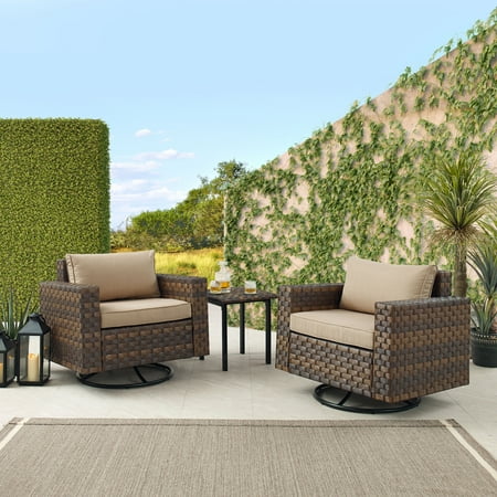 Art Leon 3 Piece Outdoor Swivel Arm Chair Garden Patio Rocking Chair,Khaki