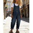 thumbnail image 3 of sicmoss Women's Blue Y2K Baggy Wide Leg Bib Overalls Adjustable Strap with Pockets, 3 of 7