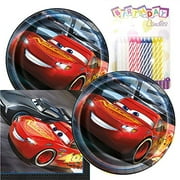 Disney Cars Party Pack Plates & Lunch Napkins Plus Candles Servers 16