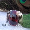 thumbnail image 6 of Handmade Red Garnet Sterling Silver Men's Signet Ring, 6 of 10