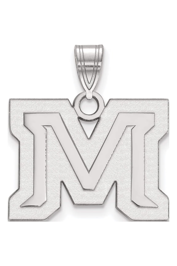 Sterling Silver Rhodium-plated LogoArt Montana State University Letter M Medium Pendant