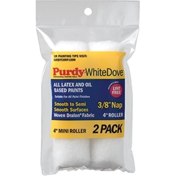 Purdy Corp 140606042 4 x 0.38 in. White Dove Mini Roller Cover- 2 Pack - White - 4 in.