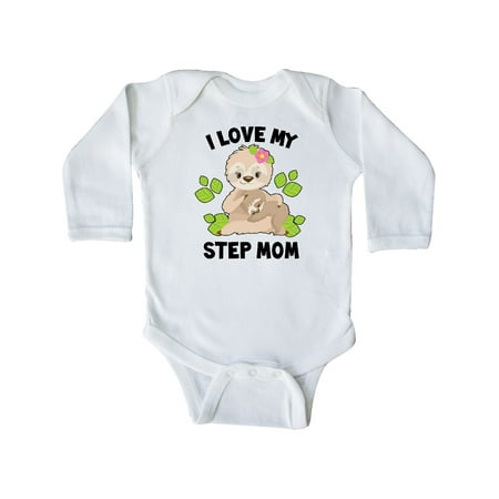 

Inktastic Cute Sloth I Love My Step Mom with Green Leaves Gift Baby Boy or Baby Girl Long Sleeve Bodysuit