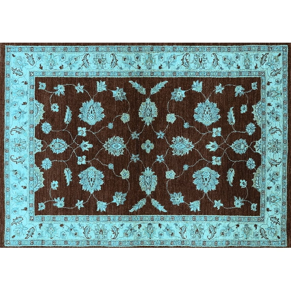 Ahgly Company Indoor Rectangle Oriental Light Blue Industrial Area Rugs, 2' x 5'