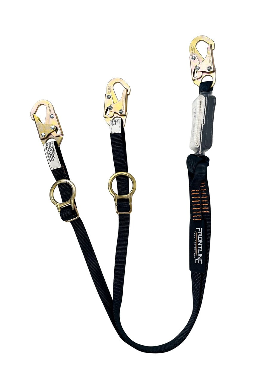Frontline LPO62SADJ Combat 6' Tie-Back Double Leg Shock Absorbing Lanyard with S