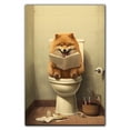thumbnail image 3 of Finnish Spitz Dog Canvas Wall Art for Bedroom Living Room Home Decor,Funny Dog Canvas Sitting on The Toilet Animal Pattern Office Artworks, modern wall decor, Ready to Hang, 3 of 6