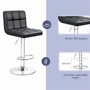 Lacoo Bar Stools Adjustable 360-Degree Swivel PU Leather Barstools with Back Set of 2, Black