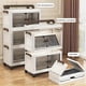 thumbnail image 5 of Armario de Almacenamiento Plegable de 4 Capas con Asas, Cajas de Almacenamiento de Plástico de Gran Capacidad con Ruedas, Organizador de Armario Portátil para Recámara, Cierre Magnético, Cajones Apilables, Blanco con Asas Marrones, 5 of 7