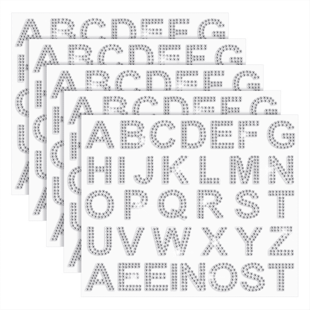 170 Pcs Silver Rhinestone Letter Stickers, 5 Sheets 34 Letters Glitter Bling Alphabet Letter Stickers Silver