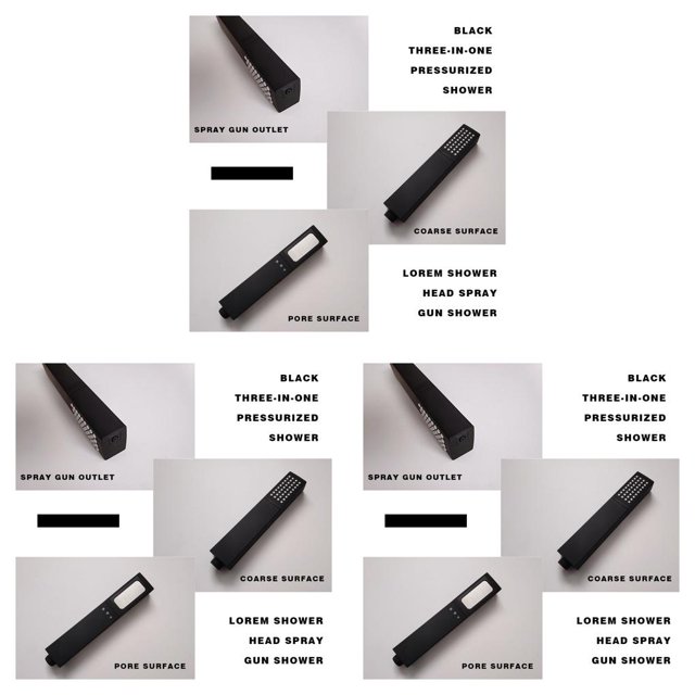 Cabezal de ducha Bewildely 3 modos Pulverizador manual de alta presión giratorio negro mate