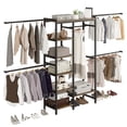 thumbnail image 2 of Dextrus 7-Tier Garment Rack Heavy Duty Clothes Rack for Hanging Clothes, Wood Clothing Rack,Freestanding Closet Organizer System - Black, 2 of 8