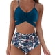 thumbnail image 4 of Traje de baño de dos piezas con estampado de leopardo cruzado de cintura alta dividido sexy BIKINI para mujer, 4 of 5