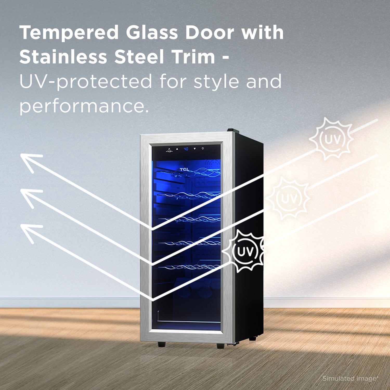 TCL Stainless Steel Single Door 18 Bottle Wine Cooler for Kitchen, Bedroom & Office, 1.8 Cu. Ft.