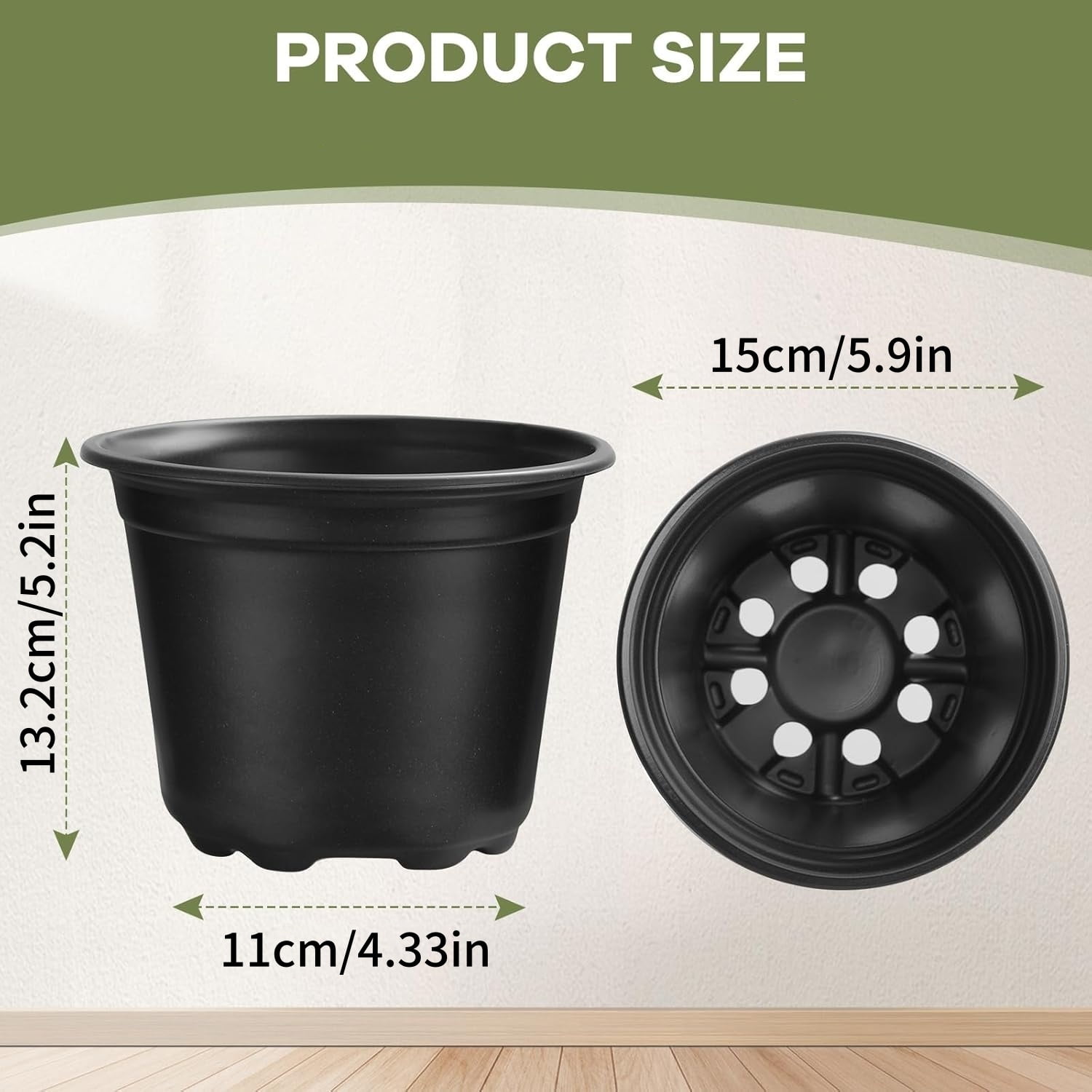 100 Pcs Nursery Pots for Plants,Black Nursery Pots,Thickened Soft Plastic Plant Pots with Holes,Garden Flower Seedling Pot Container for Seedling,Cuttings,Transplanting (Black,6inch)