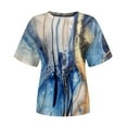 thumbnail image 4 of WRKEKC Summer Tops for Women Stone Wash Gradient Round Neck Short Sleeve T-Shirt with Soft Fabric Comfortable Fit, 4 of 6