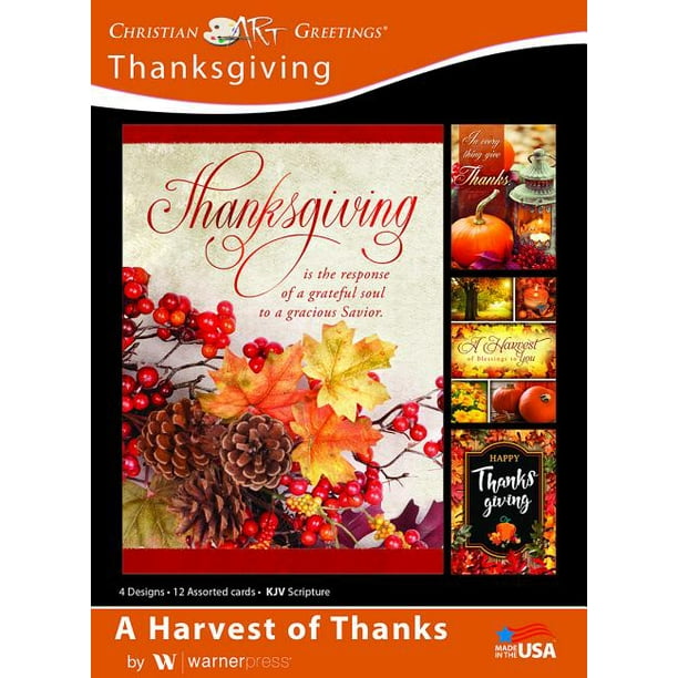 "A Harvest of Thanks"  Thanksgiving  KJV Scripture Greeting Cards