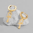thumbnail image 6 of Leander Dainty Gold Dangle Earrings 14K Gold Plated Simple Cute Ankh Cross Hoop Huggie Earring Jewelry for Women, 6 of 6