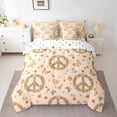 thumbnail image 2 of Manfei Peace and Love Twin Bedding Sets 7-Piece for Teens, Rustic Flower Floral Bedding Comforter Set, Kawaii Cartoon Butterfly Reversible Sheet Sets, Microfiber Bedroom Decor, 2 of 7