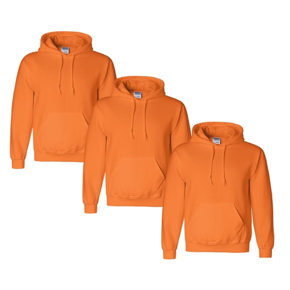 Gildan DryBlend Men's High Visibility Hooded Sweatshirt, Safety Orange Warm Hoodie, 3-Pack, 3XL
