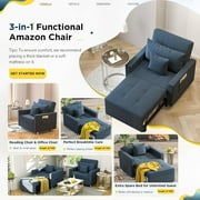 YODOLLA 3-in-1 Futon Convertible Sleeper Sofa Bed Chair for Living Room,Pull Out Couch in Navy Blue