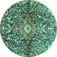 thumbnail image 1 of Ahgly Company Machine Washable Indoor Round Abstract Turquoise Blue Contemporary Area Rugs, 4' Round, 1 of 4
