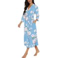 thumbnail image 2 of Peignoir pour Femmes Léger à Manches 3/4, Robe de Chambre Kimono à Col en V, Longue Tenue de Nuit, 2 of 5