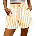 thumbnail image 2 of akafmk Plus Size Striped Beach Shorts for Women Loose Straight Leg Trendy with Pockets Shorts for Everyday Wear, Size XXXL, 2 of 7