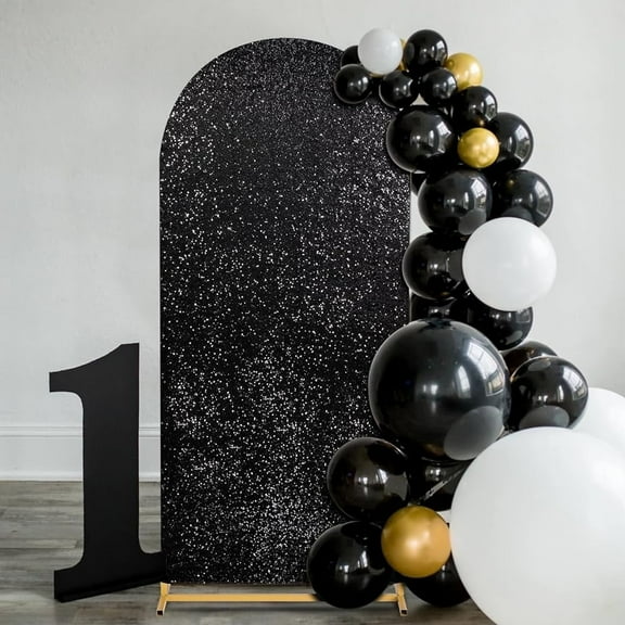 1 piece of 6FT black wedding arch cover with sequins and double-sided fabric suitable for decorating party banners banners dome brackets suitable for weddings birthdays Chnsristmas decoratio