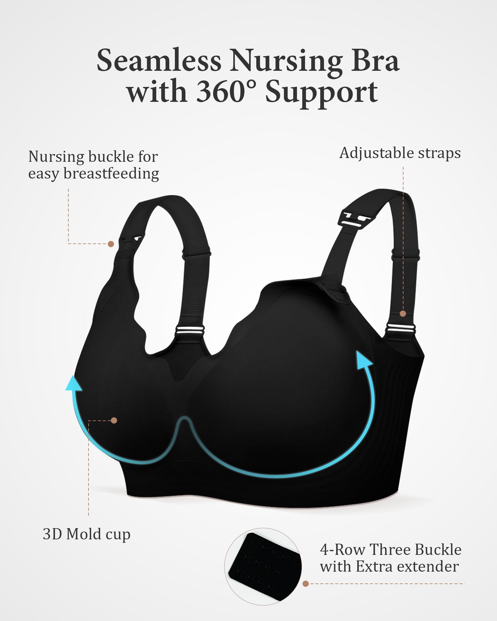 Momfree Nursing Bra, Seamless Maternity Bra with Jelly Strip Support, Buttery Soft Fabric for Breastfeeding