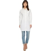 Romeo and Juliet Couture WHITE Women's Long Shirt Studs Pocket Detail, US Medium