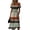 Brown, variant on Birthday Dress Summer Short Sleeve Wrap V-Neck Sundress Elastic High Waist A-Line Casual Party Work Dress