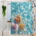 thumbnail image 3 of Summer Nautical Shower Curtain, 48" x 72", Ocean Wave Coastal Starfish Shell Conch Waterproof Bathroom Curtain Washable Shower Curtain Set with 12 Hooks, 3 of 8