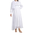 thumbnail image 2 of ClodeEU Women Long Sleeved Maxi Dress，Casual Round Neck Dress，Solid Color Plus Size Long Dress White,Womens Plus M, 2 of 3