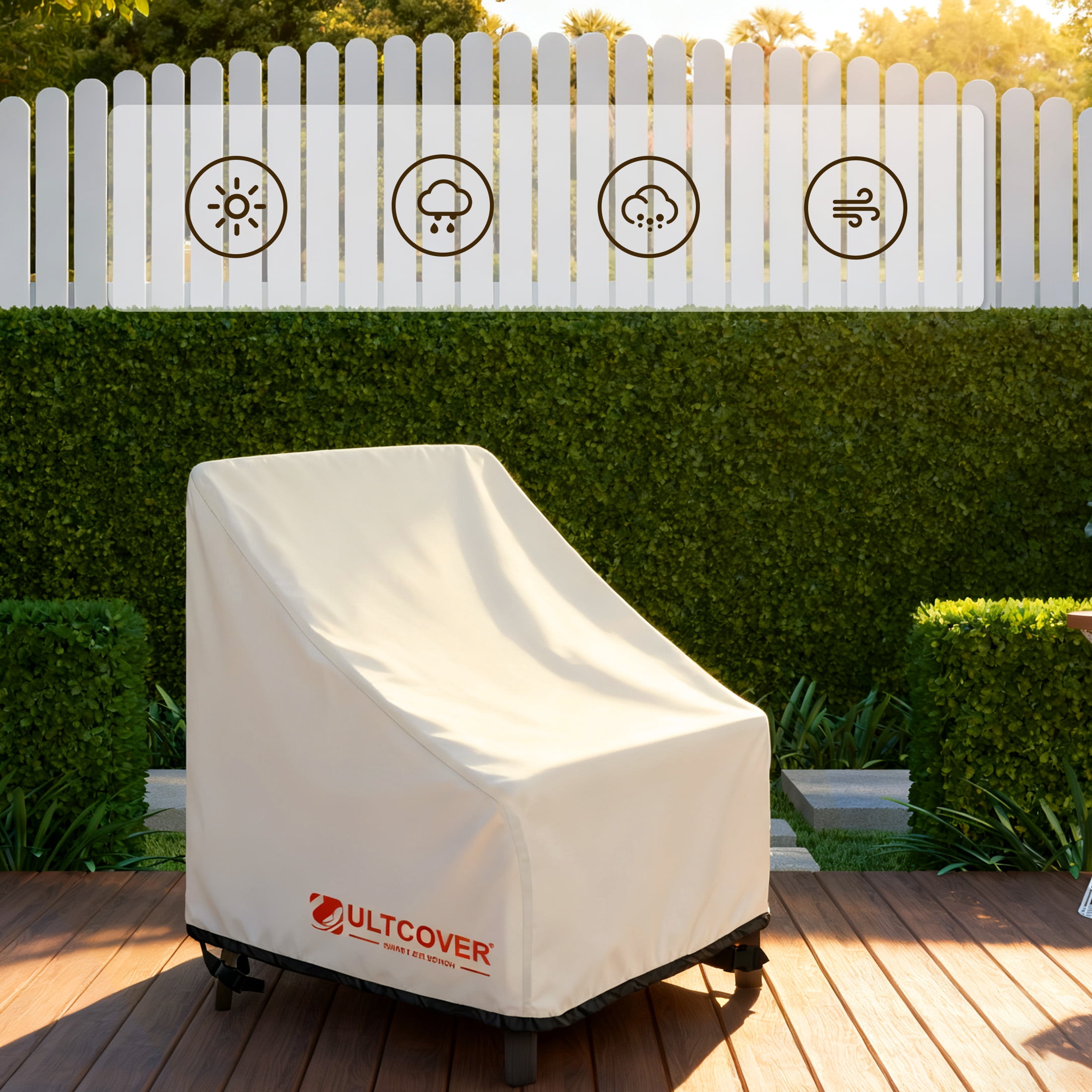 ULTCOVER Smart Selection 32"x34" Patio Chair Covers 2 pack Heavy Duty 600D PVC Oxford Outdoor Chair Cover Waterproof Dustproof UV & Tear Resistant