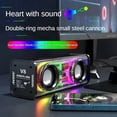 thumbnail image 2 of V8 Transparent Mecha Speakers Bluetooth 5.0 Wireless Double Bass Diaphragm Subwoofer Music TWS RGB Light Mini Party Loudspeaker, 2 of 8