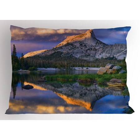 Lr Sham - Yosemite Pillow Sham Cathedral Peak in the Toulumne Meadows Area Idyllic Evening International Landmark, Decorative Standard Size Printed Pillowcase, 26 X 20 Inches, Multicolor, by Ambesonne