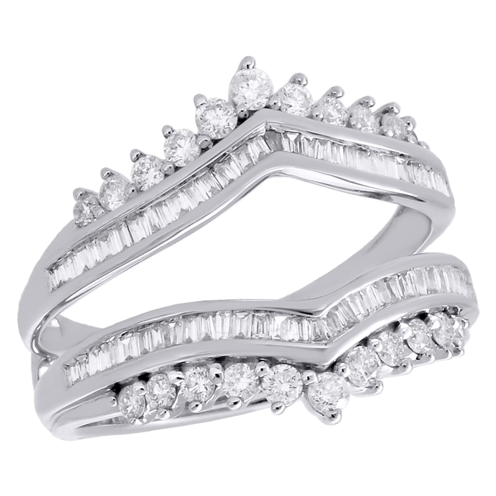 14K White Gold Baguette Diamond Enhancer Wrap Jacket Contour Wedding