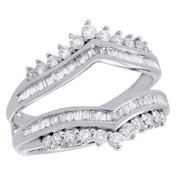 14K White Gold Baguette Diamond Enhancer Wrap Jacket Contour Wedding Ring 3/4 CT