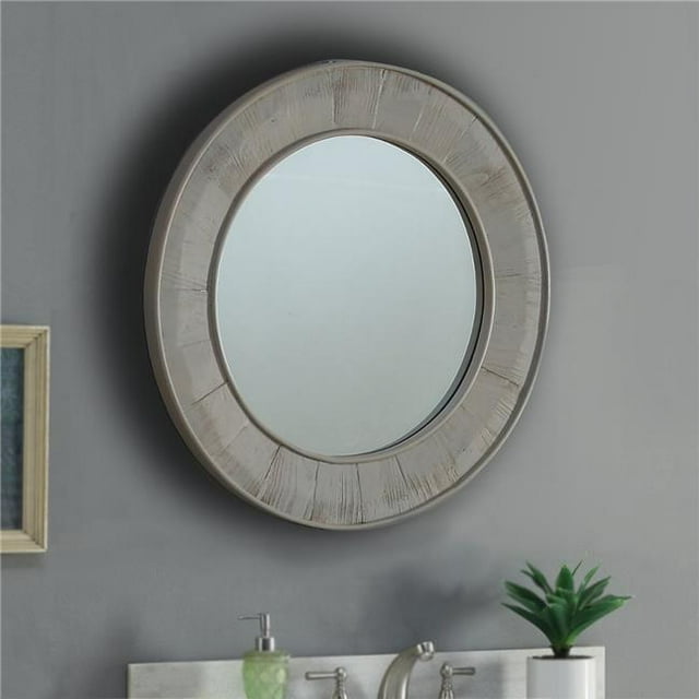 InFurniture WK8328M Miroir Rond en Sapin Recyclé Massif de 27,5 Po
