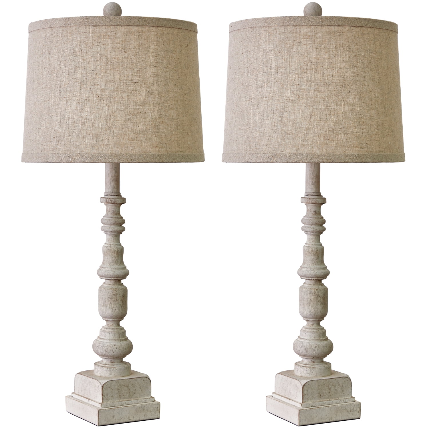 Oneach Farmhouse Table Lamps Set of 2 for Living Room Bedroom Study 27.25" Resin Bedside Nightstand Lamp