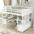 thumbnail image 2 of Full  Size Loft Bed with Built-in Desk and  Storage Shelves,Loft Bed Frame with 6 Drawers and Ladder and Full Length Guardrail,Solid Wood Space Saving Loft Bed for Boys and Girls,White, 2 of 9
