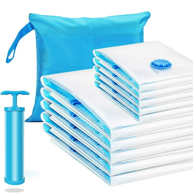 Sacs de Rangement sous Vide Économiseurs d'Espace, Matériau Protecteur, Idéal pour Couvertures et Literie, Réutilisables, Compresser pour Économiser l'Espace du Placard, Joint Hermétique, Compatibles avec Tout Aspirateur (6 Pcs)