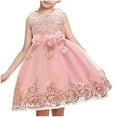 thumbnail image 2 of Girls' Summer New Sleeveless Ruffled Lace Round-Neck Embroidery Mesh Princess Bow Skirt Dress For Girl Constructed Dress, 2 of 5